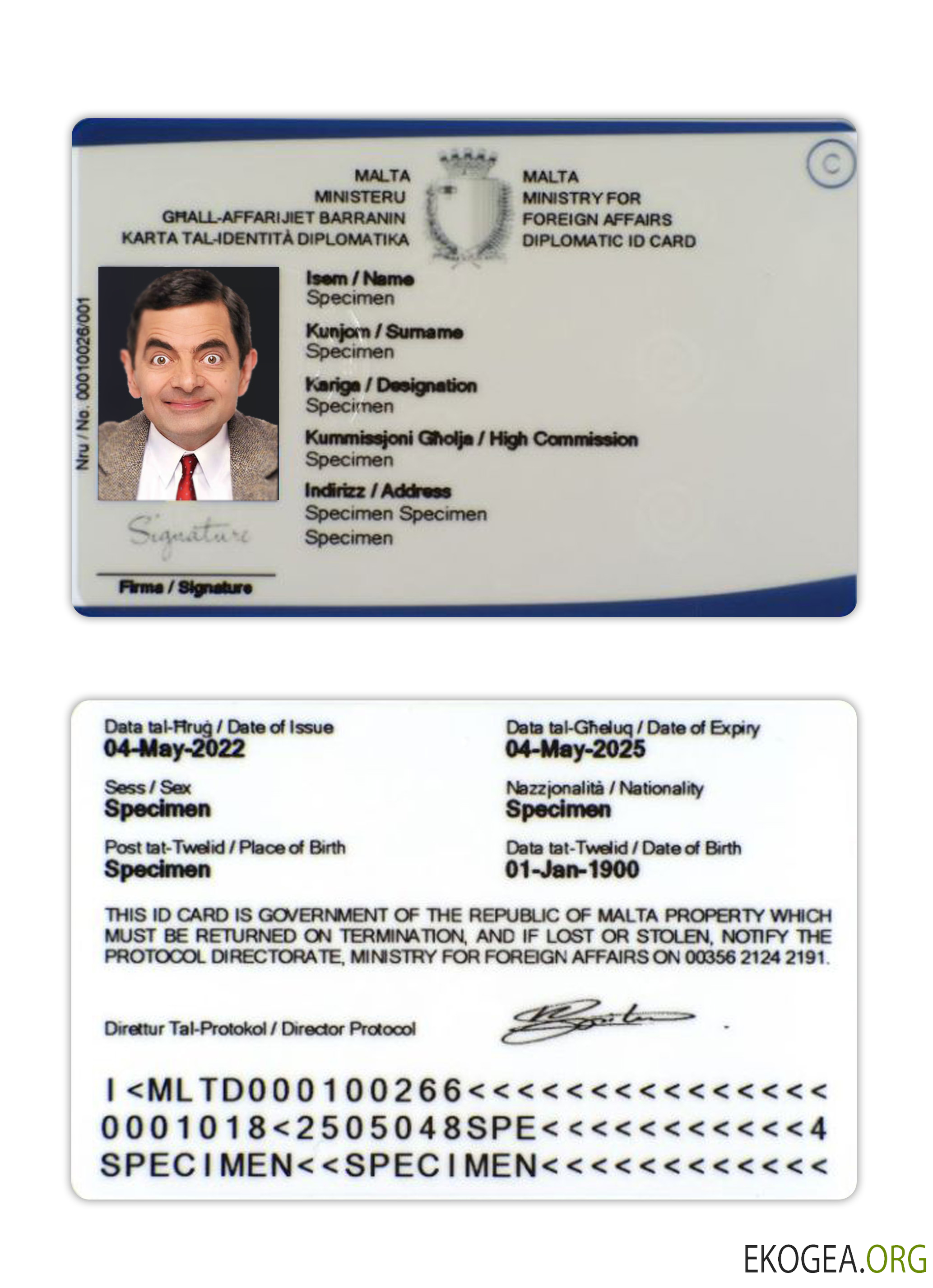 Carte d'identité diplomatique de Malte